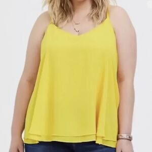 NWT Torrid Sophie Yellow Double Layered Chiffon Cami Top Shirt Plus Size 5X (28)
